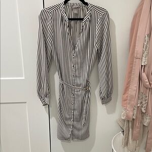 H&M Black and White Striped Long Sleeve Dress